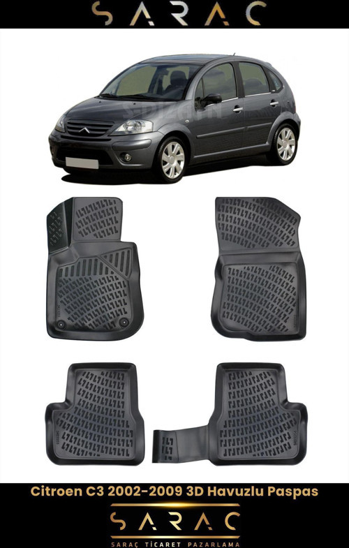 Citroen C3 2009 Model(Eski Kasa) 3D Havuzlu Paspas