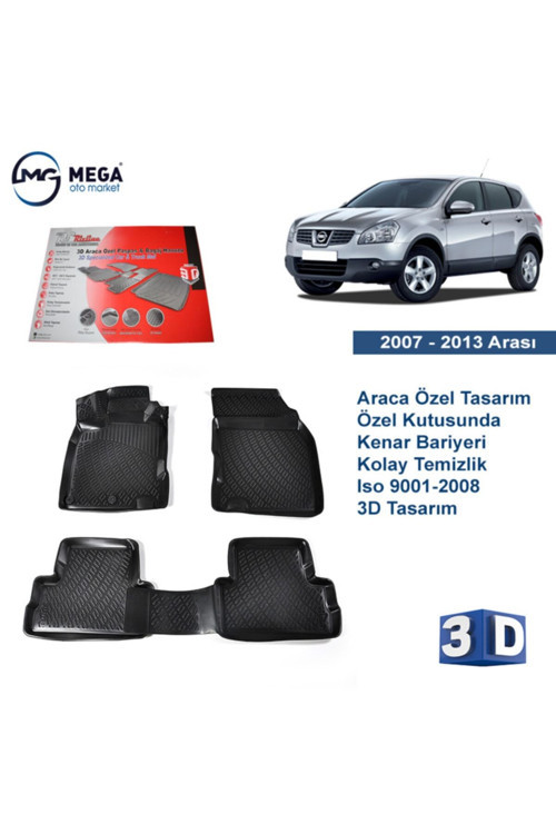 Nissan Qashqai 2007-2013 Arası Ri?Zli?Ne 3D Havuzlu Paspas