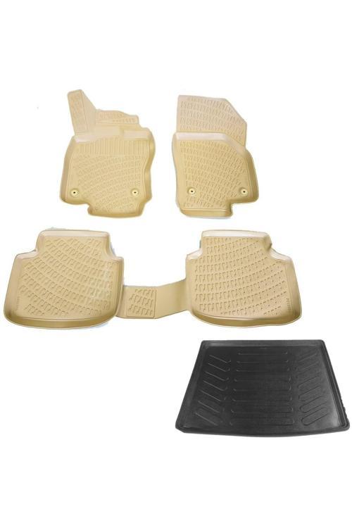 Vw Tiguan Bej Renk 3D Havuzlu Paspas + 3D Bagaj Havuzu 2016-2020 Arası