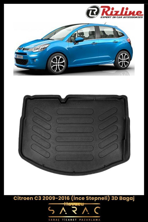 Citroen C3 2016 Model(Eski Kasa) Ince Stepneli 3D Bagaj Havuzu