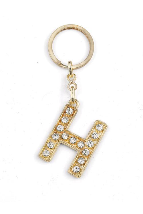 Harf Taşlı Şık Anahtarlık Gold H Harfi