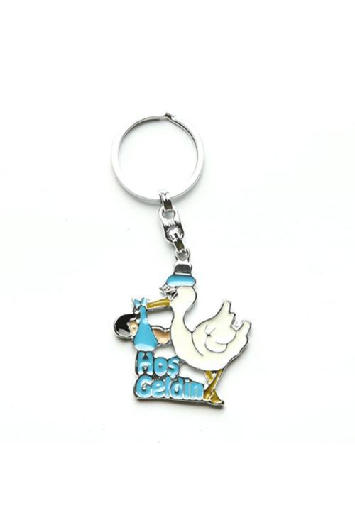 Hoş Geldin Yazılı Leylek Tasarımlı Anahtarlık