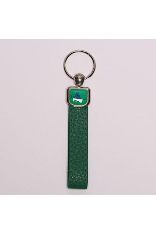 Yeşil Deri Saplı Çelik Anahtarlık