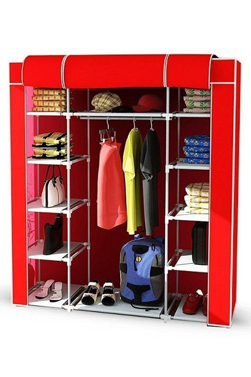 Güçlendirilmiş Çelik Profilli 12 Raf+60 Cm Askılık Çift Yandan Raflı Bez Dolap