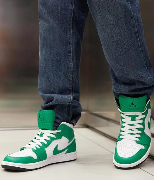 Air Jordan 1 MİD Leather Sneaker Hakiki Deri Bilekli Günlük Spor Ayakkabı Beyaz Yeşil