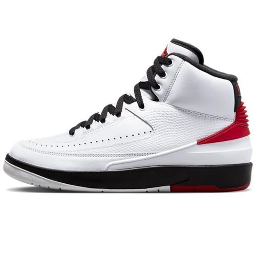 Air Jordan 2 Retro Chicago Leather Unisex Sneaker Hakiki Deri Bilekli Günlük Spor Ayakkabı Beyaz Kırmızı Siyah