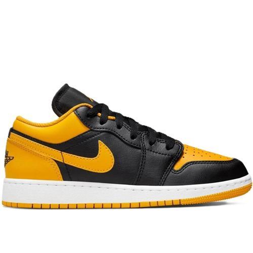 Air Jordan 1 Low(GS) Leather Sneaker Hakiki Deri Siyah Sarı Unisex Spor Ayakkabı