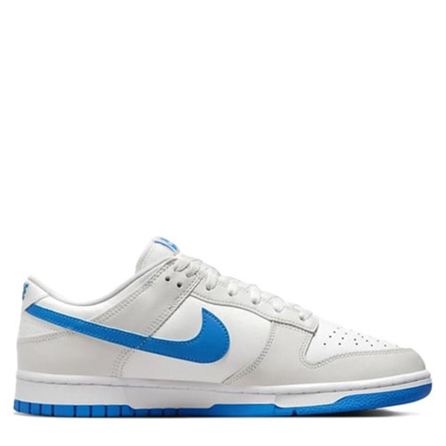 Dunk Low Retro Leather Erkek Sneaker Hakiki Deri Beyaz Mavi Swoosh Spor Ayakkabı