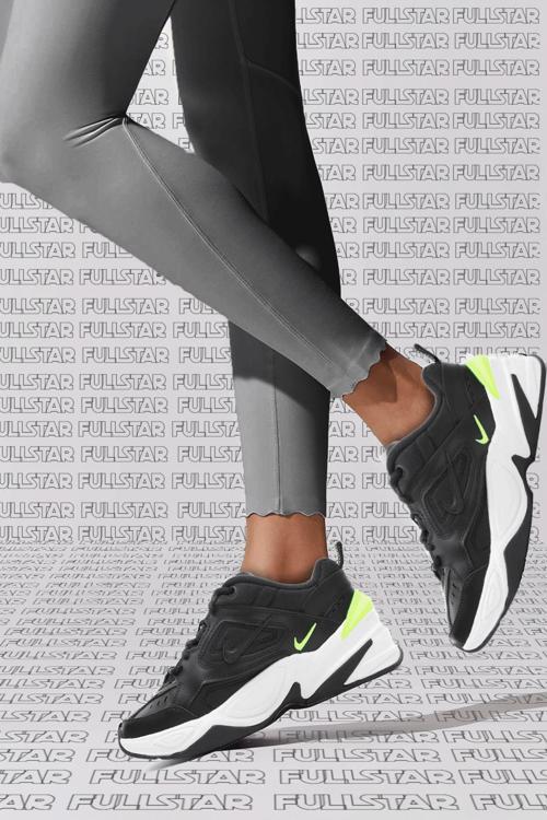 M2K Tekno Leather Unisex Sneaker Hakiki Deri Beyaz Spor Ayakkabı Siyah Yükseklik 4cm
