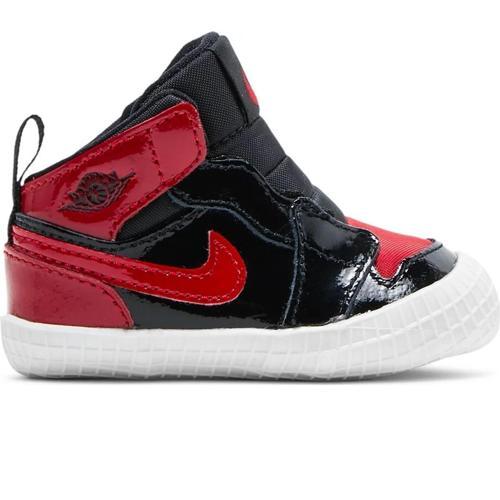 Air Jordan 1 Crib Bootie Hakiki Deri Bebek Patik Ayakkabı Siyah Kırmızı