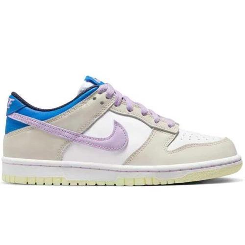 Dunk Low GS Leather Unisex Sneaker Hakiki Deri Beyaz Mor Günlük Spor Ayakkabı