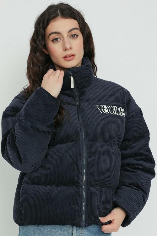 X Vogue Oversize Women's Puffer Jacket Navi Kadın Büyük Beden Kaz Tüyü Şişme Ceket Lacivert