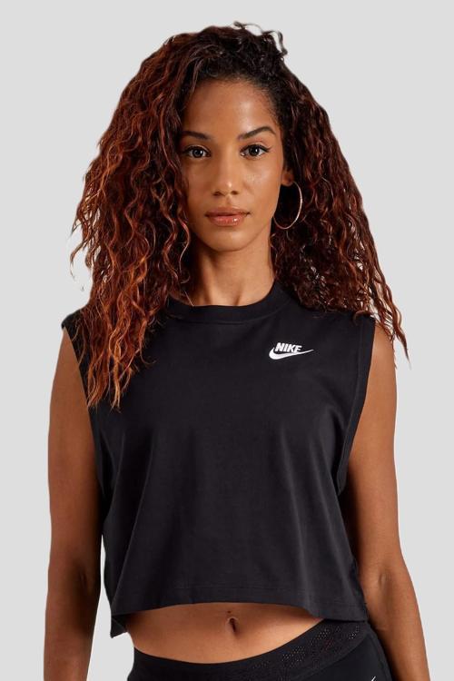 Sportswear Club Women's Sleeveless Cropped Top Kadın Crop Kolsuz Tişört Siyah