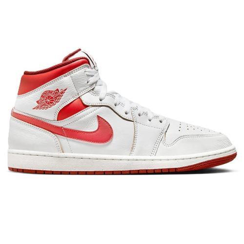 Air Jordan 1 Mid SE Leather Unisex Sneaker Hakiki Deri Bilekli Spor Ayakkabı Beyaz