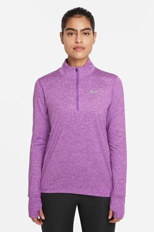 Element 1/2 Zip Running Yarım Fermuarlı Yan Cepli Kadın Koşu Üstü Mor