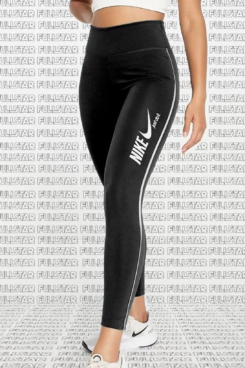 One Dri Fit Training Printed Black Leggings Toparlayıcı 2 İç Cepli Siyah Tayt