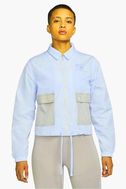 Jordan Flight Woven Blue Jacket Loose Fit Bol Kesim Kısa Kadın Ceket Mavi