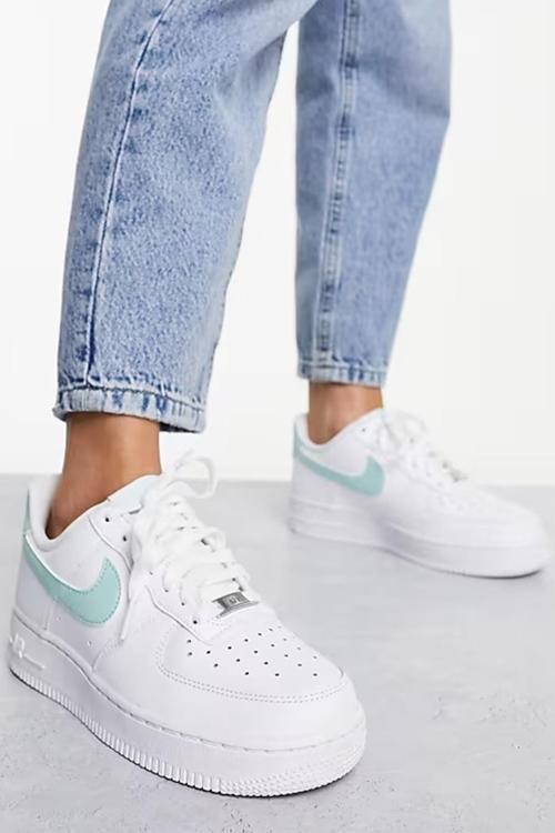 Air Force 1 07 AF1 Leather White Green Unisex Snaker Hakiki Deri Spor Ayakkabı Beyaz Yeşil