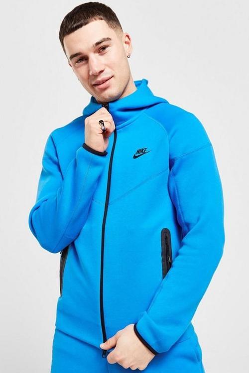 Tech Fleece Full Zip Windrunner Hoodie Kapüşonlu Unisex Sweatshirt Sax Mavi