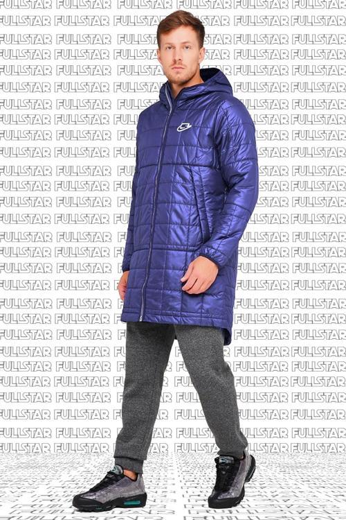 Synthetic Midi Parka Jacket Navy ince Uzun Parka Ceket Mont Lacivert