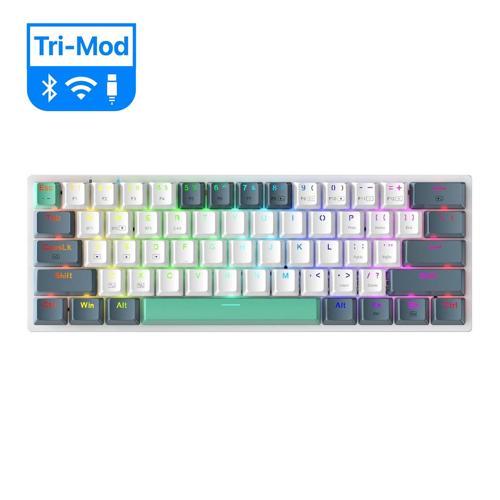 K500-B61W Tri-Mode Red Switch RGB Beyaz İngilizce Gaming Klavye