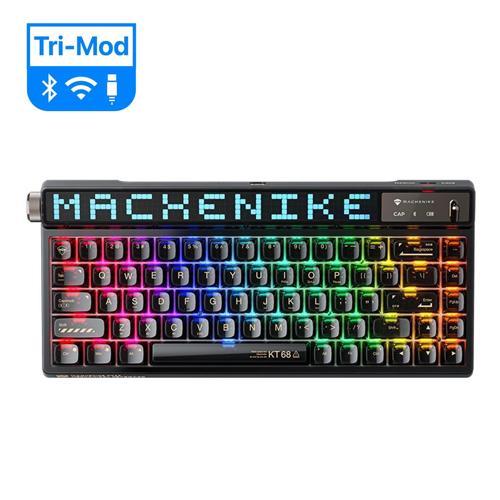KT68 Pro Tri-Mode Yellow Switch LCD RGB Siyah İngilizce Gaming Klavye