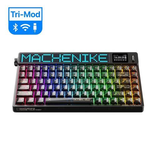 KT84-B84W Tri-Mode Gateron White Switch LCD RGB Siyah İngilizce Gaming Klavye