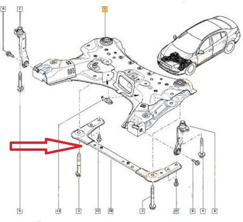 2003-2009 Renault Scenic Iı- Motor Beşiği Ön Traversi (Beşik) (Adet) (Oem No:544640004R)