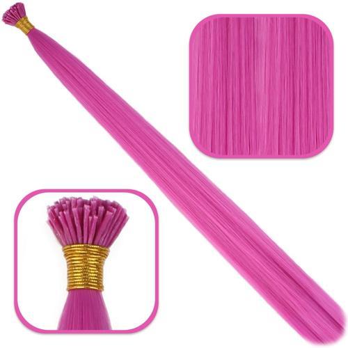 Fiber Sentetik Boncuk Kaynaklık Renkli Saç - Açık Fuşya - 100 Adet