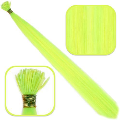 Fiber Sentetik Boncuk Kaynaklık Renkli Saç - Neon Sarı - 100 Adet