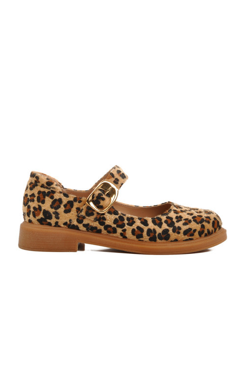 Kahve Leopar Desenli Kemerli Kadın Babet 572407 Z