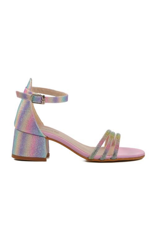 Pembe Taş İşlemeli Kız Çocuk Sandalet 254 RY 6504 F