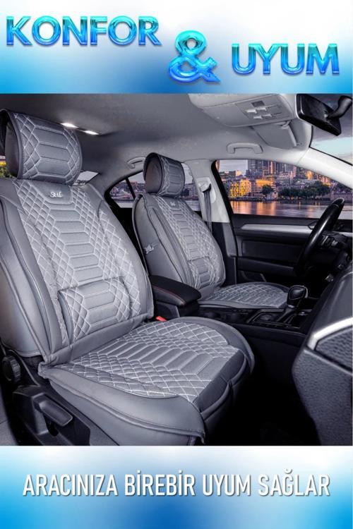 Fiat Doblo Combi 2+1 Parçalı Lüx Deri Oto Koltuk Kılıfı Ön Arka Takım Royal FÜME