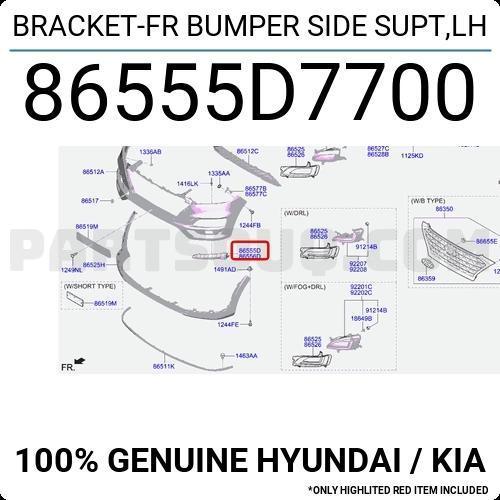 Tampon Bağlantı Braketi Tucson Ön 2019-2020 Alt Sol (Oem No:86555D7700)