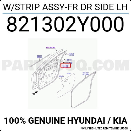 Kapı Çevre Fitili Ix-35 Ön 2010-2015 Sol (Oem No:821302Y000)