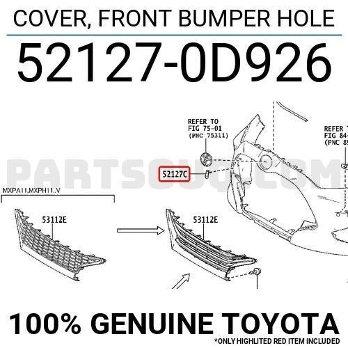 Toyota Yaris- 2020-2024  Ön Tampon Çeki Demiri Kapağı Siyah (Tyg) (Oem No:521270D926)