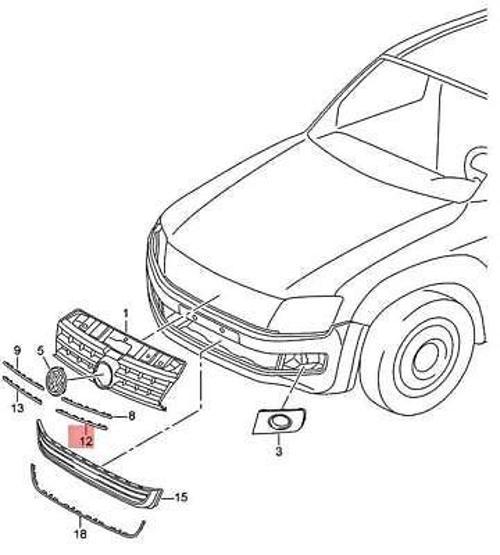 Ön Panjur Çıtası Vw Amarok Bm 15- (Oem No: 2Hh8537652Zz)