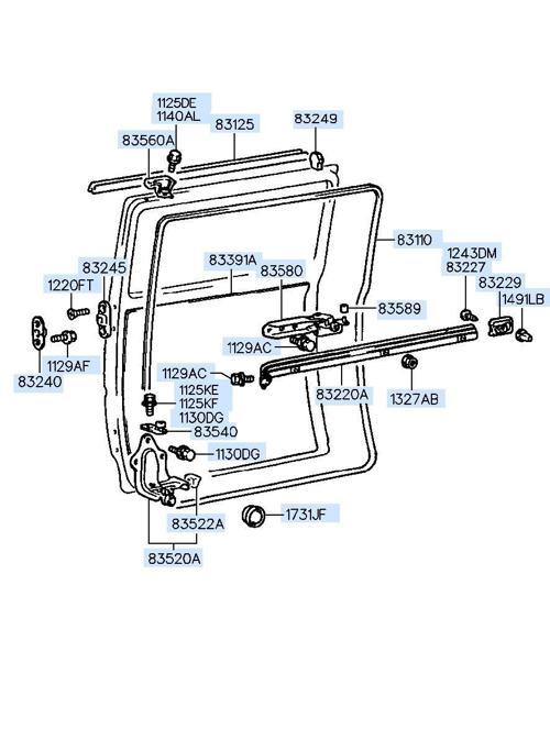 Burç Orta Kapı Ray H100 Orta Kapı Ray Burcu / L- 300 / Besta (Yerli) (Oem No: 83589-43000)