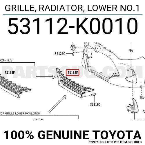 Toyota Yaris- 2020-2024  Ön Tampon Panjuru Siyah (Tyg) (Oem No:53112K0010)