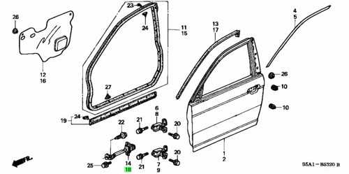 Kapı Gergisi Cıvıc Ön 01-06 Sol (Oem No: 72380-S5A-J01)
