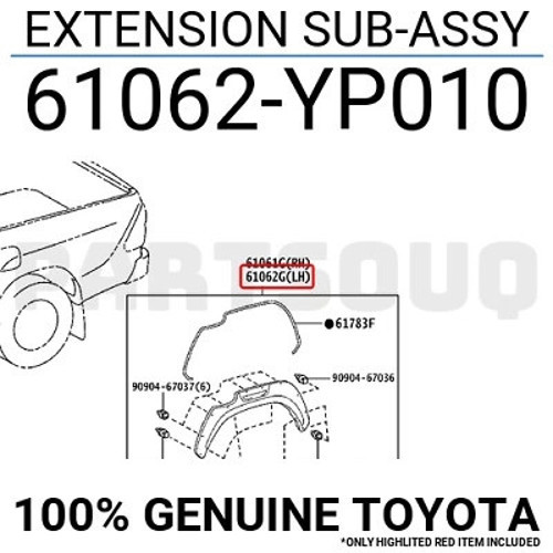 Dodik Çamurluk Hilux 2020 Sonrası Arka Sol (Oem No:61062Yp010)