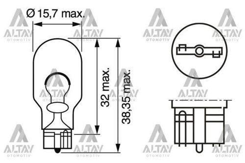 Ampül Eco 12V Büyük Dipsiz 16W / W16W Sinyal Ve Fren Ampülü Dipsiz 67 (Oem No:1987302821)