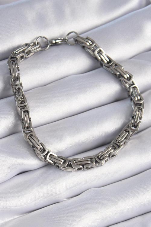 Bakımlı Erkek için Silver Çelik Kral Zincir Bileklik