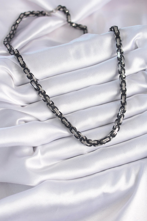 Bakımlı Erkek için Silver Çelik Siyah Kral Zincir Kolye