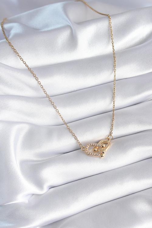 Zarif Kadın için Golden Çelik Zirkonlu Tiffany Kolye