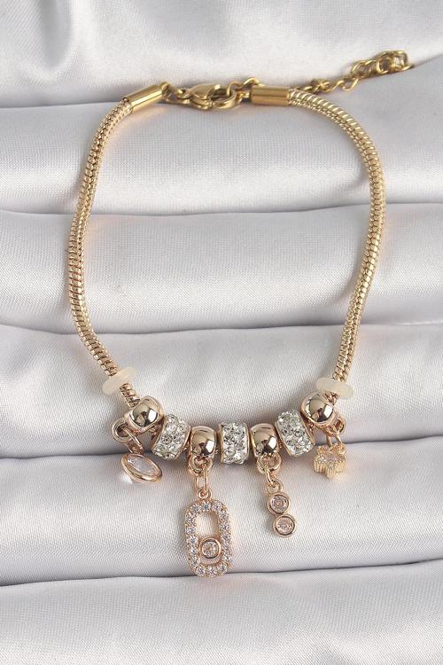 Zarif Kadın için Golden Çelik Zincir Zirkon Messika Yıldız Bileklik