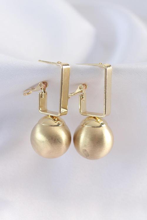 Zarif Kadın için Golden Pirinç Dikdörtgen Oval Küpe