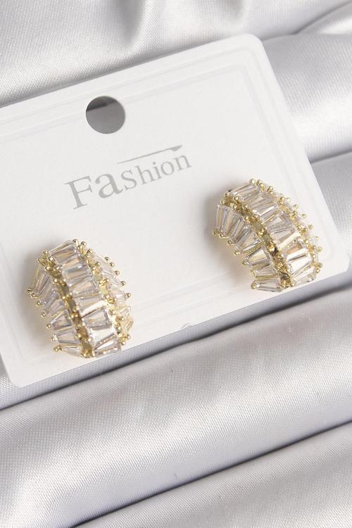 Zarif Kadın için Golden Pirinç Zirkonlu Kaplumbağa Kabuğu Küpe