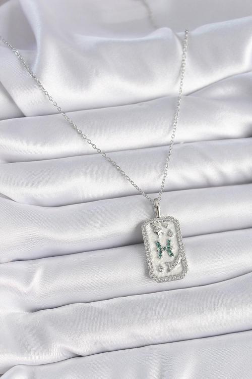 Zarif Kadın için Silver Çelik Zincir Balık Burcu Zirkonlu Kolye