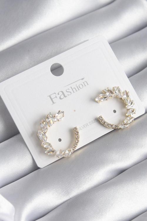 Zarif Kadın için Golden Pirinç Zirkonlu Stilde Küpe